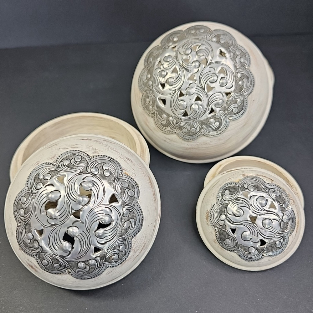 Nesting Trinket Boxes Handcrafted Mango Wood Thailand Square Trinket Box